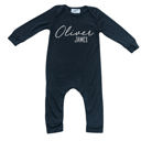 24M Black Personalized First  Middle Name Silky Baby Long Sleeve Romper