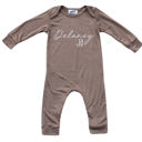 6M Light Heather Brown Personalized First  Middle Name Silky Baby Long Sleeve Romper