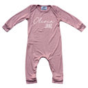 18M Dusty Rose Personalized First  Middle Name Silky Baby Long Sleeve Romper