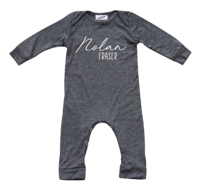 Personalized First  Middle Name Silky Baby Long Sleeve Romper
