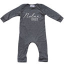 24M Dark Heather Gray Personalized First  Middle Name Silky Baby Long Sleeve Romper