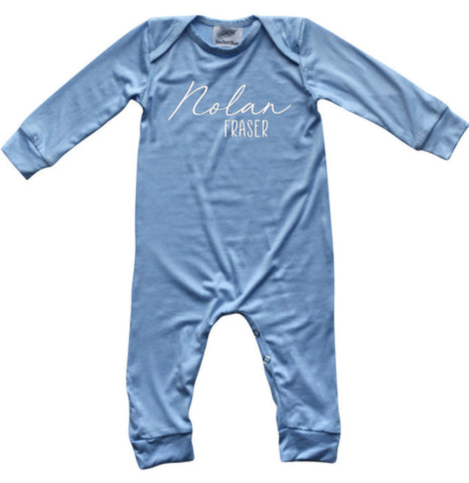 Personalized First  Middle Name Silky Baby Long Sleeve Romper