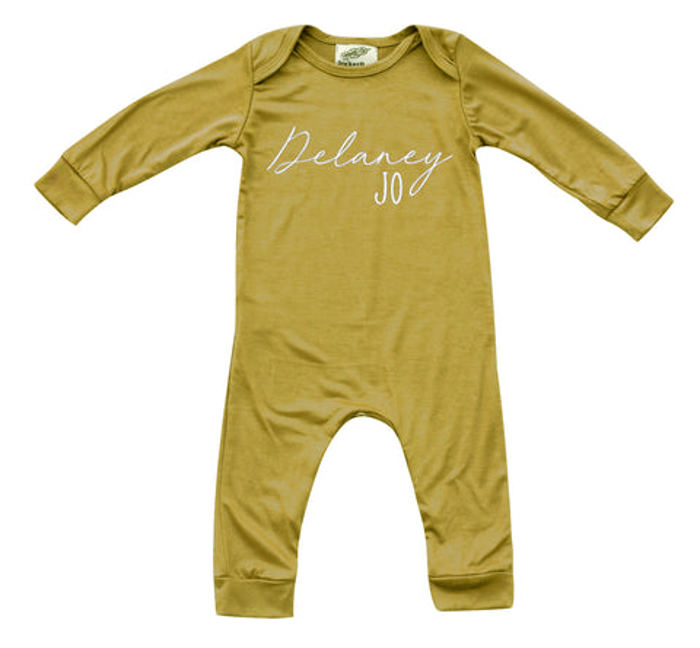 Personalized First  Middle Name Silky Baby Long Sleeve Romper