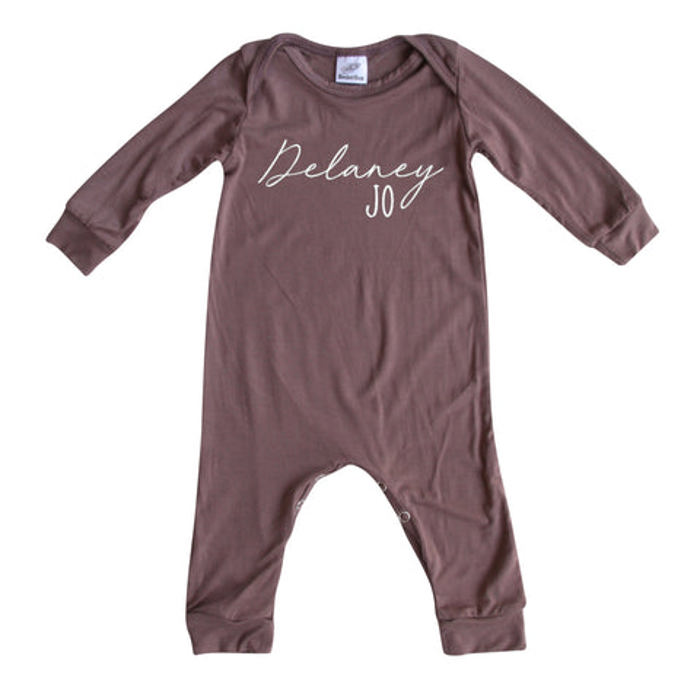 Personalized First  Middle Name Silky Baby Long Sleeve Romper
