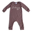 6M Dark Mauve Personalized First  Middle Name Silky Baby Long Sleeve Romper