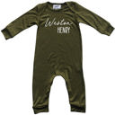 24M Olive Personalized First  Middle Name Silky Baby Long Sleeve Romper