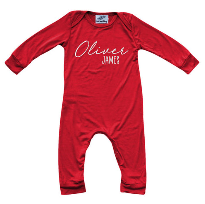 Personalized First  Middle Name Silky Baby Long Sleeve Romper