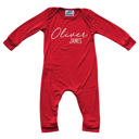 6M Red Personalized First  Middle Name Silky Baby Long Sleeve Romper