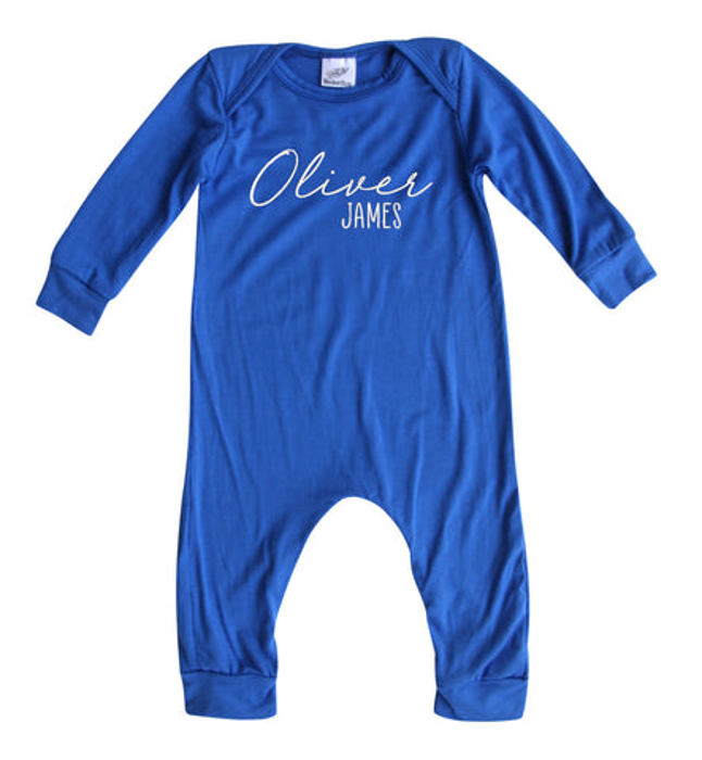 Personalized First  Middle Name Silky Baby Long Sleeve Romper