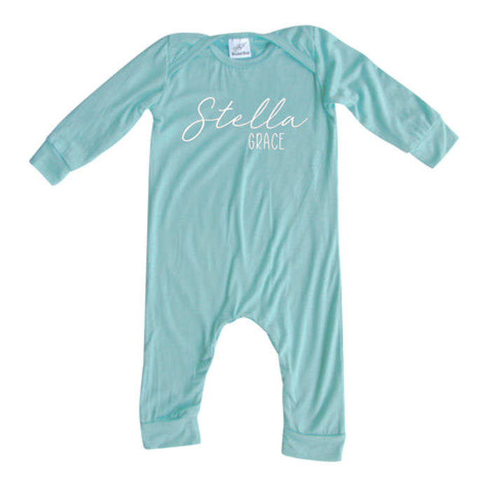 Personalized First  Middle Name Silky Baby Long Sleeve Romper