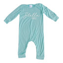 6M Seafoam Personalized First  Middle Name Silky Baby Long Sleeve Romper