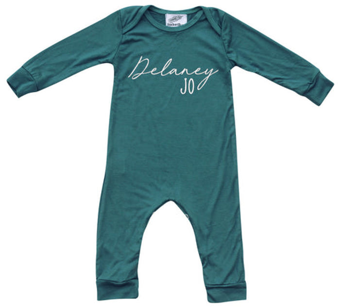 Personalized First  Middle Name Silky Baby Long Sleeve Romper