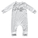 18M Off White Personalized First  Middle Name Silky Baby Long Sleeve Romper