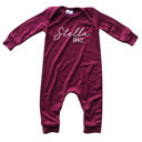 3M Wine Personalized First  Middle Name Silky Baby Long Sleeve Romper
