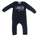 6M Black Personalized Mod First  Middle Name Silky Baby Long Sleeve Romper
