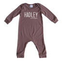 3M Dark Mauve Personalized Mod First  Middle Name Silky Baby Long Sleeve Romper