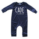 3M Navy Personalized Mod First  Middle Name Silky Baby Long Sleeve Romper