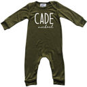 18M Olive Personalized Mod First  Middle Name Silky Baby Long Sleeve Romper