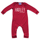 18M Red Personalized Mod First  Middle Name Silky Baby Long Sleeve Romper