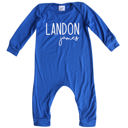 24M Royal Blue Personalized Mod First  Middle Name Silky Baby Long Sleeve Romper