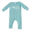 24M Seafoam Personalized Mod First  Middle Name Silky Baby Long Sleeve Romper