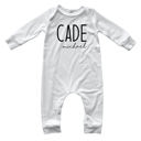 3M Off White Personalized Mod First  Middle Name Silky Baby Long Sleeve Romper
