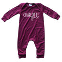 6M Wine Personalized Mod First  Middle Name Silky Baby Long Sleeve Romper