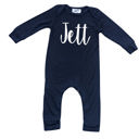 24M Black Personalized Silky Long Sleeve Baby Romper for Boys and Girls with Lush Font