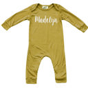 12M Maize Personalized Silky Long Sleeve Baby Romper for Boys and Girls with Lush Font