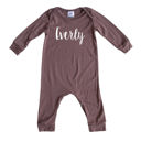 18M Dark Mauve Personalized Silky Long Sleeve Baby Romper for Boys and Girls with Lush Font