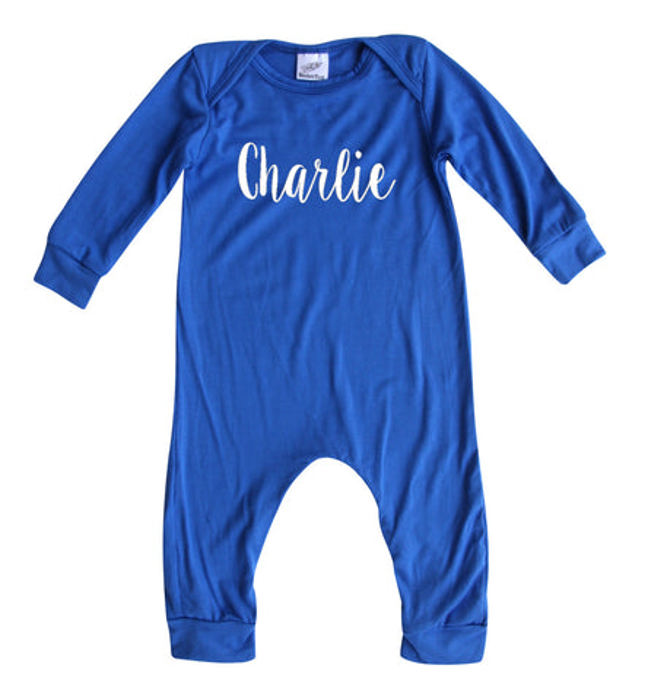 Personalized Silky Long Sleeve Baby Romper for Boys and Girls with Lush Font