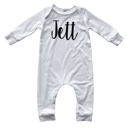 18M Off White Personalized Silky Long Sleeve Baby Romper for Boys and Girls with Lush Font