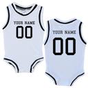 3M White Custom Sleeveless Basketball Sport Jersey for Babies - Personalized with Name & Number