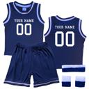 3T Navy Personalized Sleeveless Basketball Jersey & Shorts Set for Toddlers- Personalized with Name and Number on Front & Back
