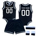 6M Black Personalized Sleeveless Basketball Jersey & Shorts Set for Babies- Personalized with Name and Number on Front & Back