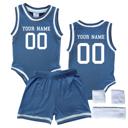 3M Blue Personalized Sleeveless Basketball Jersey & Shorts Set for Babies- Personalized with Name and Number on Front & Back