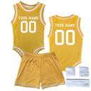 3M Gold Personalized Sleeveless Basketball Jersey & Shorts Set for Babies- Personalized with Name and Number on Front & Back
