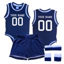 6M Navy Personalized Sleeveless Basketball Jersey & Shorts Set for Babies- Personalized with Name and Number on Front & Back