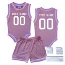 3M Pink Personalized Sleeveless Basketball Jersey & Shorts Set for Babies- Personalized with Name and Number on Front & Back