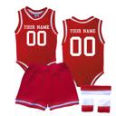 3M Red Personalized Sleeveless Basketball Jersey & Shorts Set for Babies- Personalized with Name and Number on Front & Back