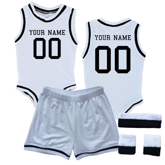 Personalized Sleeveless Basketball Jersey & Shorts Set for Babies- Personalized with Name and Number on Front & Back