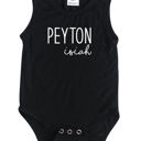 6M Black First  Middle Name Personalized (Modern Cursive) Sleeveless Bodysuit
