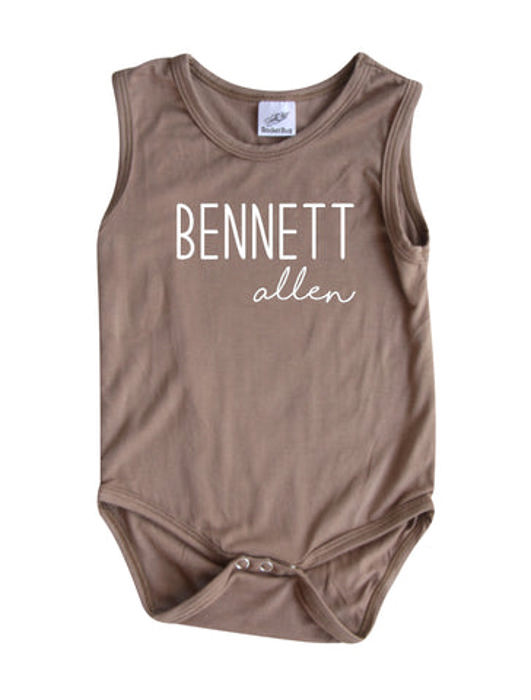 First  Middle Name Personalized (Modern Cursive) Sleeveless Bodysuit