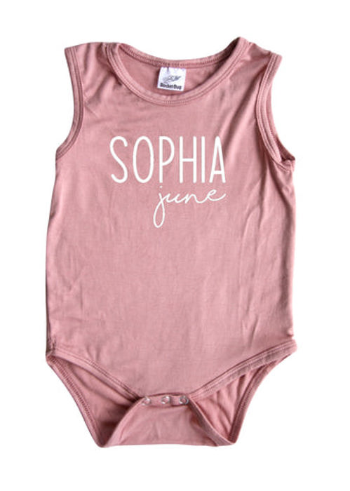 First  Middle Name Personalized (Modern Cursive) Sleeveless Bodysuit
