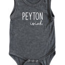 3M Dark Heather Gray First  Middle Name Personalized (Modern Cursive) Sleeveless Bodysuit
