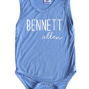18M Light Blue First  Middle Name Personalized (Modern Cursive) Sleeveless Bodysuit