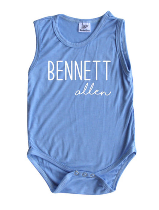 First  Middle Name Personalized (Modern Cursive) Sleeveless Bodysuit