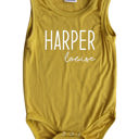 18M Maize First  Middle Name Personalized (Modern Cursive) Sleeveless Bodysuit