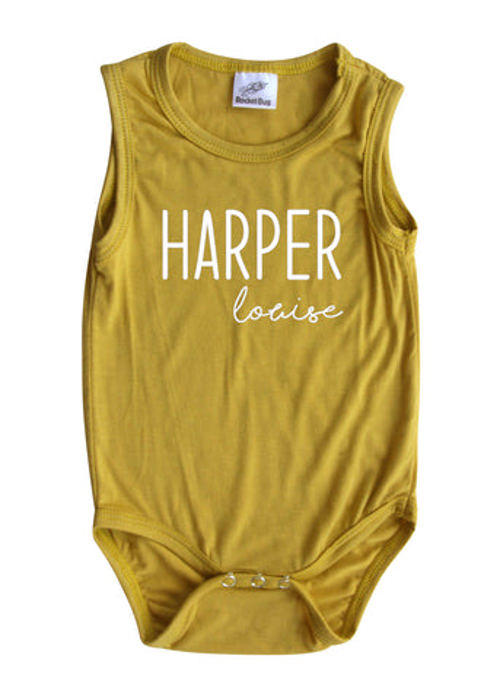 First  Middle Name Personalized (Modern Cursive) Sleeveless Bodysuit