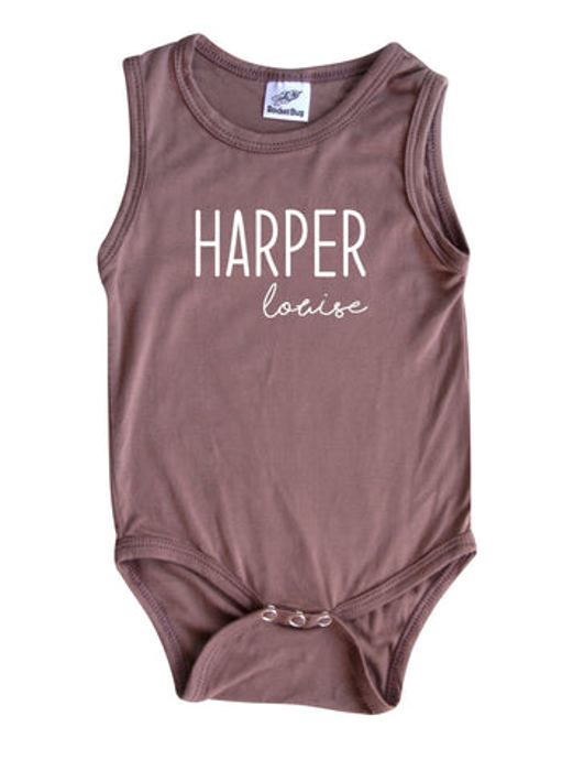 First  Middle Name Personalized (Modern Cursive) Sleeveless Bodysuit